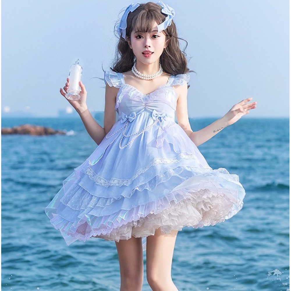 Elegant Mermaid Rainbow Sweet Lolita Style Dress by Lolitime 